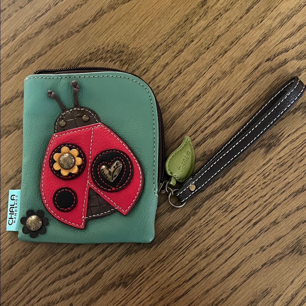 Chala Ladybug Coin Pouch - Teal and Red